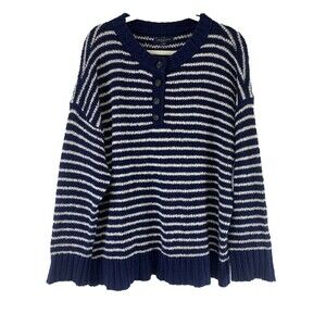 American Eagle Navy & White Striped Jegging Fit Sweater